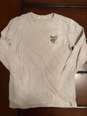 Girls Simply Southern Light Gray Long Sleeve Tee with cow print bow
